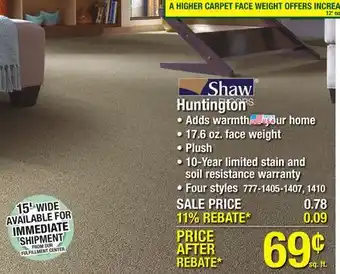 Menards Shaw Huntington Keepsake Plush Carpet 12ft. Wide offer