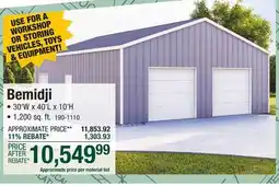 Menards Bemidji Post Frame Building 30'W x 40'L x 10'H Material List offer