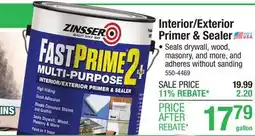 Menards Zinsser FastPrime 2 Plus Interior/Exterior Water-Base Primer & Sealer - 1 gal offer