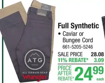 Menards Wrangler ATG 32 x 30 Caviar Men's Full Synthetic Pants offer