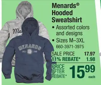 Menards Menards Hooded Sweatshirts - Assorted Styles - Medium offer