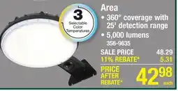 Menards Patriot Lighting Black Solar-Powered Outdoor Security Area Light offer