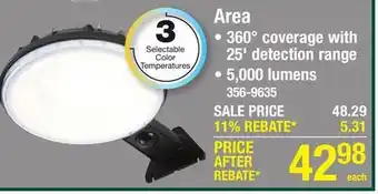 Menards Patriot Lighting Black Solar-Powered Outdoor Security Area Light offer