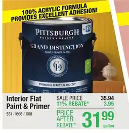 Menards Pittsburgh Paints & Stains Grand Distinction Interior Flat Paint & Primer White/Pastel Base - 1 gal offer