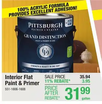 Menards Pittsburgh Paints & Stains Grand Distinction Interior Flat Paint & Primer White/Pastel Base - 1 gal offer