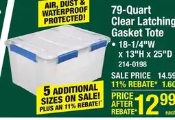 Menards ezystorage 79-Quart Waterproof Clear Latching Gasket Tote offer