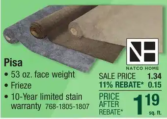 Menards Natco Home Pisa Shadow Grey Frieze Carpet 12 ft. Wide offer