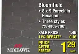 Menards Mohawk Bloomfield Cypress Gray 8 x 9 Porcelain Hexagon Floor and Wall Tile offer