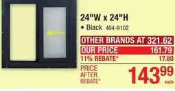 Menards Performax 24W x 24H Black Left Sliding Window with Nailing Flange and Brickmould offer