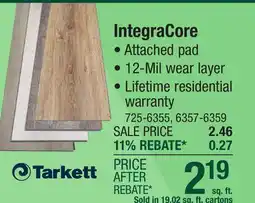 Menards Tarkett IntegraCore Natural Cascade 7 x 48 Floating Luxury Vinyl Plank Flooring (19.02 sq.ft/ctn) offer