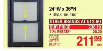 Menards Performax 24W x 36H Black Vinyl Double-Hung Window with Nailing Flange and Brickmould offer