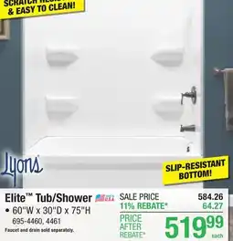 Menards Lyons Elite 60W x 30D x 75H White Bathtub Shower Kit with Left Drain (4 Piece) offer