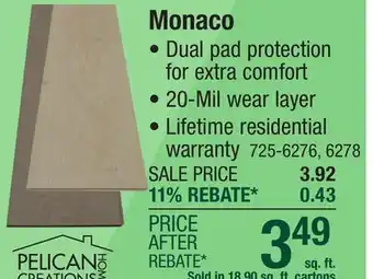 Menards CushionTech Monaco Stonecreek 7 x 48 Floating Rigid Core Vinyl Plank Flooring (18.9 sq ft/ctn) offer