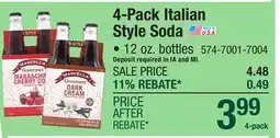 Menards 4-Pack Italian Style Soda offer