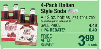 Menards 4-Pack Italian Style Soda offer