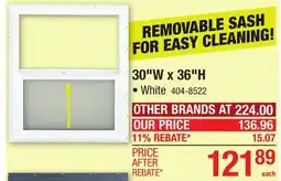 Menards Performax 30W x 36H White Vinyl Single-Hung Window with Nailing Flange and Brickmould offer