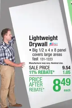 Menards 1/2 x 4 x 8 Lightweight Drywall offer