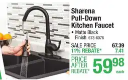 Menards Tuscany Sharena One-Handle Pull-Down Matte Black Kitchen Faucet offer