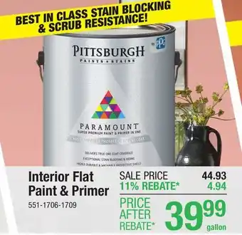 Menards Pittsburgh Paints & Stains Paramount Interior Flat Paint & Primer White/Pastel Base - 1 gal offer