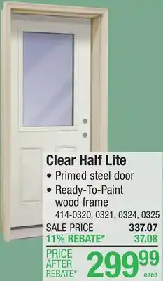 Menards Mastercraft 32W x 80H Primed Steel Half Lite Prehung Exterior Door - Right Inswing offer