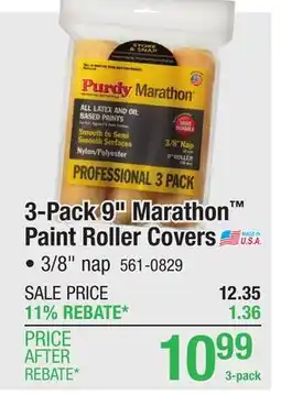 Menards Purdy Marathon 9 x 3/8 Nylon/Polyester Paint Roller Covers - 3 Pack offer