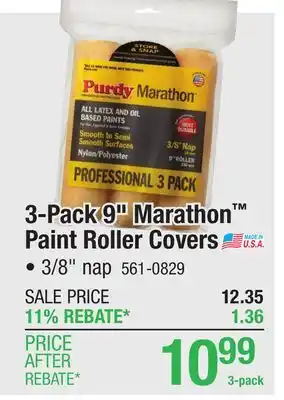 Menards Purdy Marathon 9 x 3/8 Nylon/Polyester Paint Roller Covers - 3 Pack offer