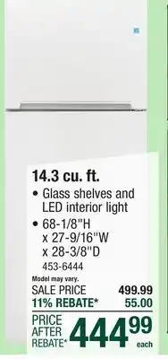 Menards Criterion 14.3 cu. ft. White Top-Freezer Refrigerator offer