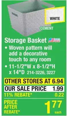 Menards 22-Quart Sterilite Cement Tall Weave Storage Basket offer