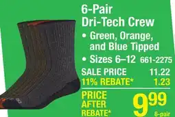 Menards Genuine Dickies Men's Dri-Tech Crew Tipped 6-12 Work Socks - 6 Pairs offer