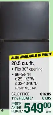 Menards Criterion 20.5 cu. ft. White Top-Freezer Refrigerator offer