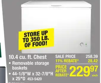 Menards Criterion 10.4 cu.ft. White Manual Defrost Chest Freezer offer