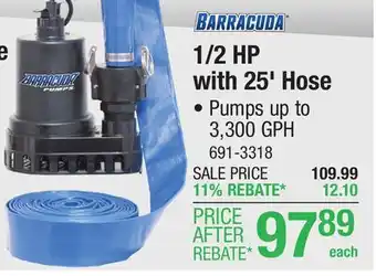 Menards Barracuda 1/2 HP Submersible Utility Pump Kit offer