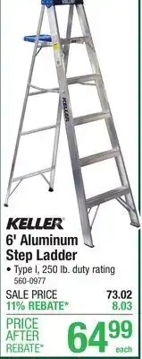 Menards Keller 6' Type I Aluminum Step Ladder - 250 lb. Max offer