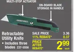 Menards Masterforce Retractable Utility Knife offer