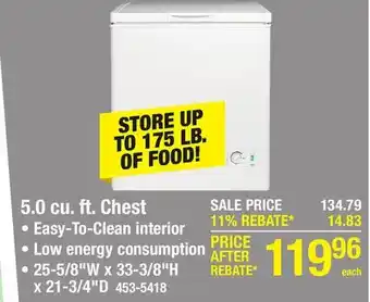 Menards Criterion 5.0 cu.ft. Chest Freezer offer