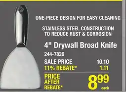 Menards Masterforce 4 Stainless Steel Drywall Broad Knife offer