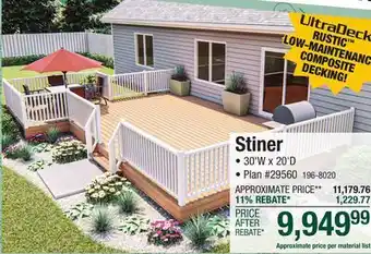 Menards 30' x 20' Stiner Deck Material List offer