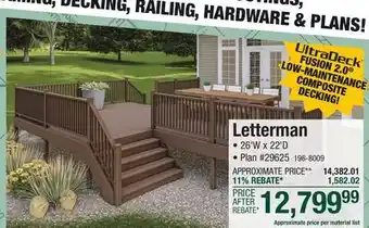 Menards 26' x 22' Letterman Corner Deck Material List offer