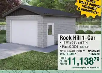 Menards Rock Hill 1-Car Garage 16' x 24' x 9' 6 Material List offer