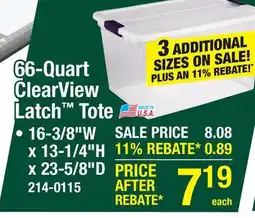 Menards Sterilite 66-Quart ClearView Latch Storage Tote offer