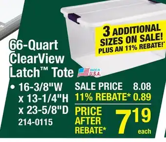 Menards Sterilite 66-Quart ClearView Latch Storage Tote offer