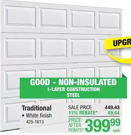 Menards Ideal Door Traditional 9' x 7' White Non-Insulated Garage Door offer