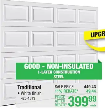 Menards Ideal Door Traditional 9' x 7' White Non-Insulated Garage Door offer