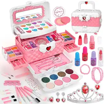 Walmart Sendida 60PCS Washable Kids Makeup Kit for Girls, Princess Toy for Girl Age 3-12 Birthday Gift offer