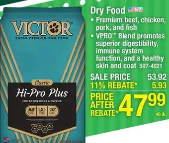 Menards VICTOR Classic Hi-Pro Plus Beef Dry Dog Food - 40 lb offer