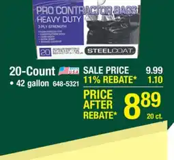 Menards Steelcoat 42 Gallon Contractor Bags - 20 count offer