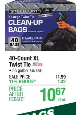 Menards Steelcoat 55 Gallon XT Clean-UP Trash Bags - 40 count offer