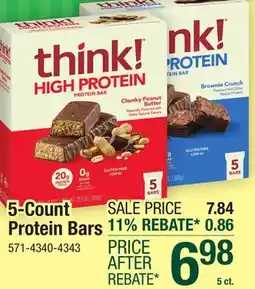 Menards think! High Protein Creamy Peanut Butter Protein Bar - 5 ct offer