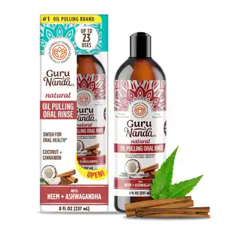 Walmart GuruNanda Coconut & Cinnamon Oil Pulling Flavor + Neem & Ashwagandha - Oral Rinse Mouthwash - 8 oz offer