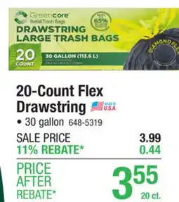 Menards Greencore 30 Gallon Flex Drawstring Trash Bags - 20 count offer